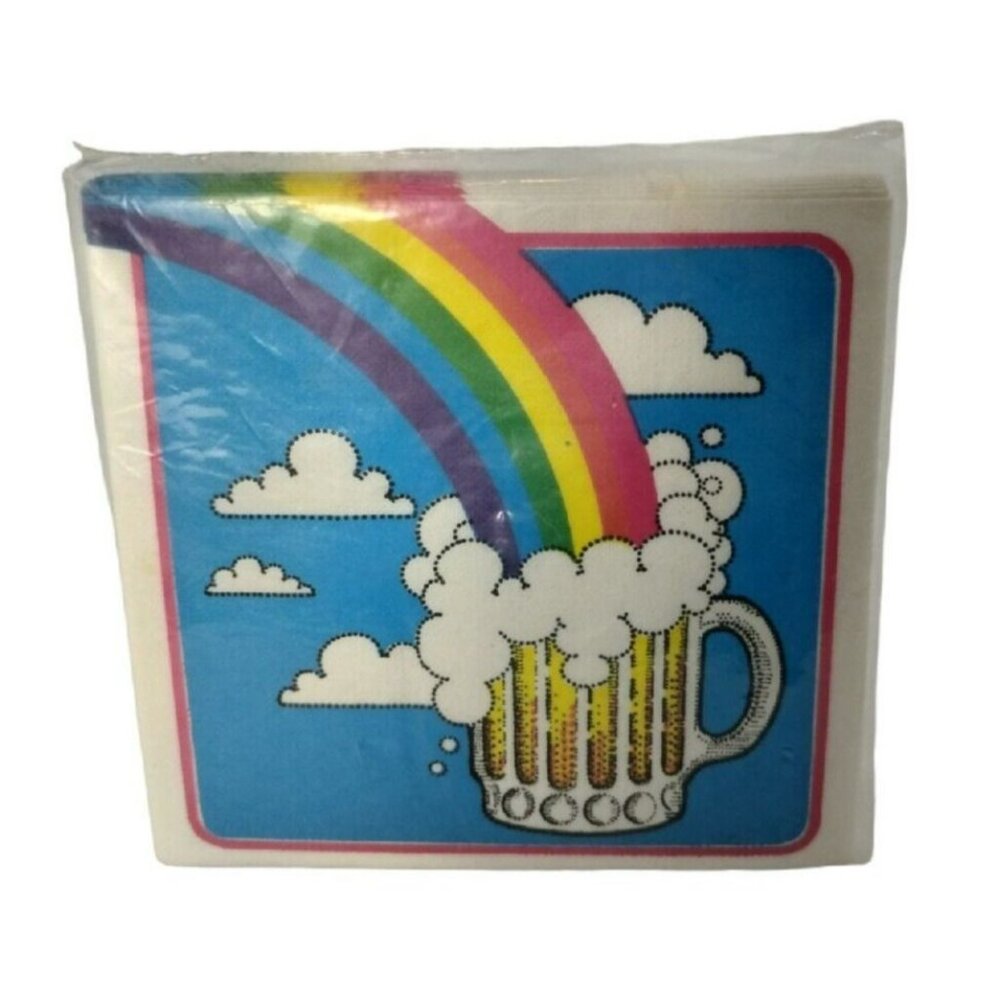 Vintage 24-Pack Gift Givers Cocktail Napkins Rainbow Beer Design